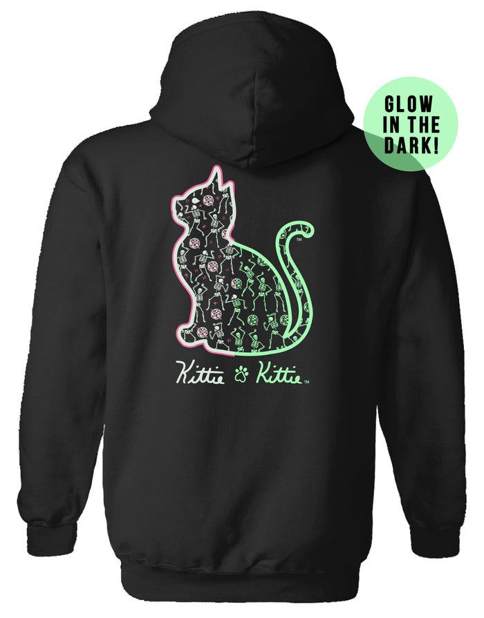 DANCING SKELETONS KITTIE, ADULT HOODIE KITTIE KITTIE