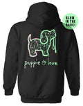 DANCING SKELETONS PUP, ADULT HOODIE PUPPIE LOVE