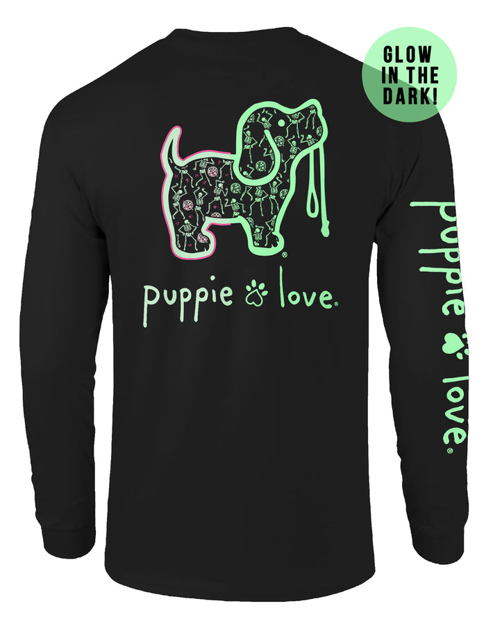 DANCING SKELETONS PUP, ADULT LS PUPPIE LOVE