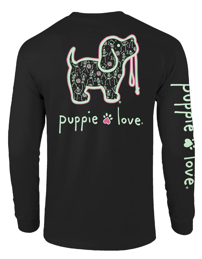 DANCING SKELETONS PUP, ADULT LS PUPPIE LOVE