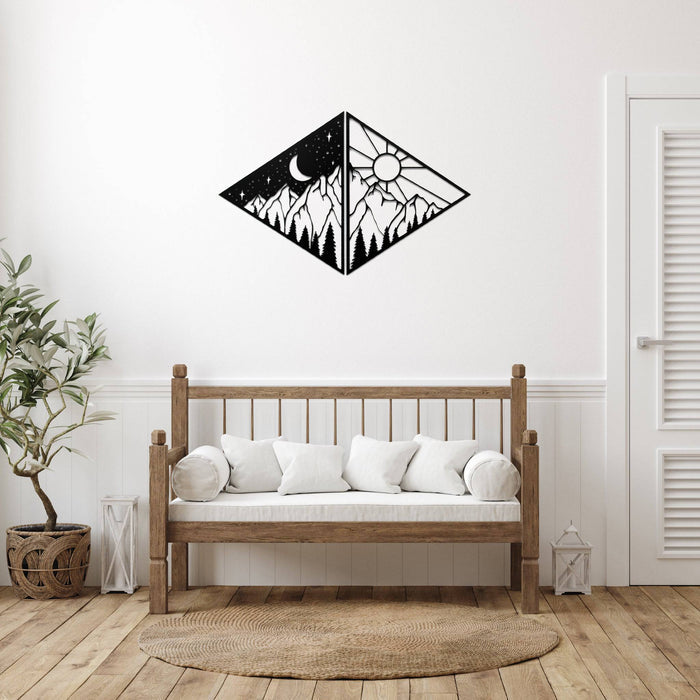 Day and Night Mountains - Metal Wall Art - MetalPlex