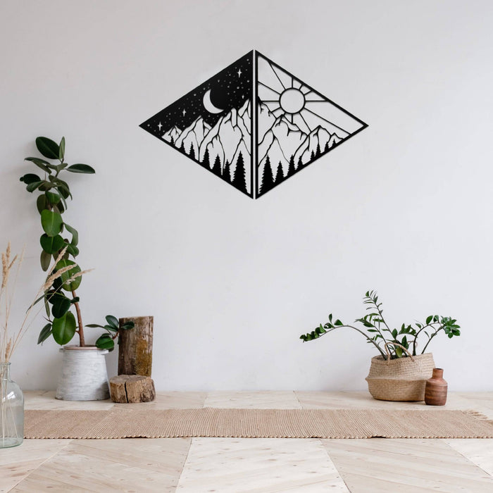 Day and Night Mountains - Metal Wall Art - MetalPlex