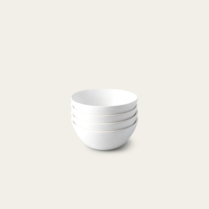 Dessert bowls dinnerware by Fable Home, shown in a speckledwhite finish. – #speckledwhite