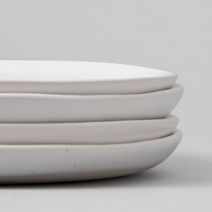 Dessert plates dinnerware by Fable Home, shown in a speckledwhite finish. – #speckledwhite