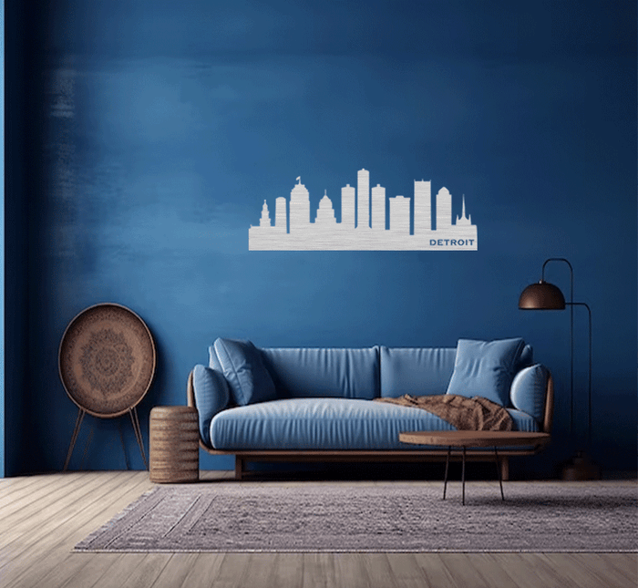 Detroit Skyline Metal Wall Art – Michigan City Urban Home & Office Decor