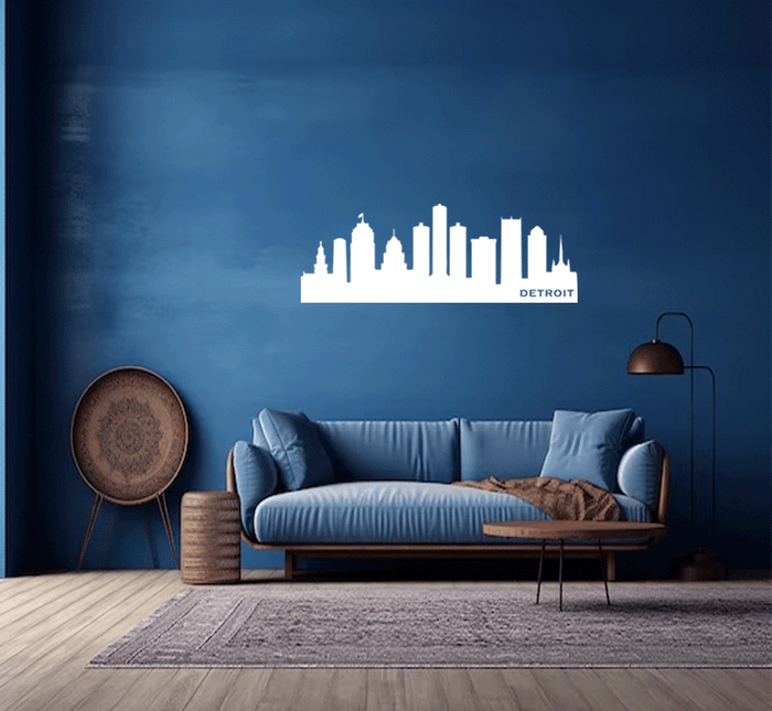 Detroit Skyline Metal Wall Art – Michigan City Urban Home & Office Decor
