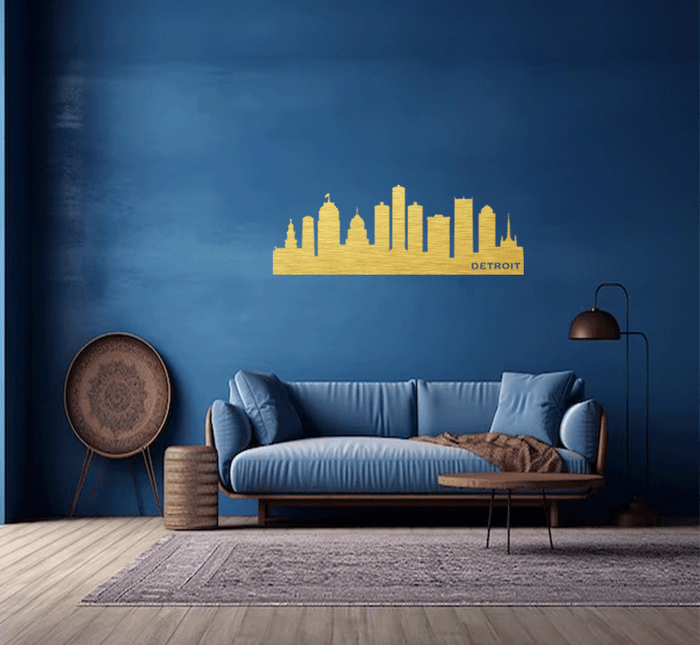 Detroit Skyline Metal Wall Art – Michigan City Urban Home & Office Decor