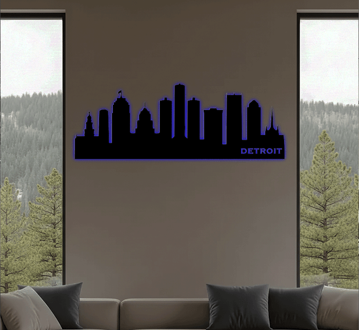 Detroit Skyline Metal Wall Art – Michigan City Urban Home & Office Decor