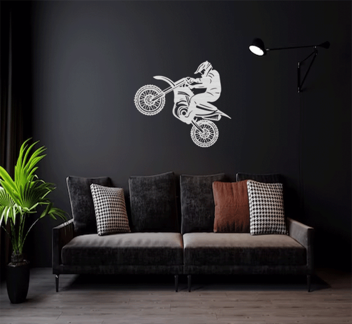 Dirt Biker Metal Wall Art – Motocross Off-Road Garage & Man Cave Decor