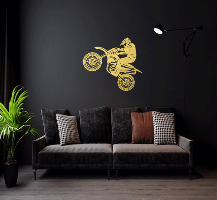 Dirt Biker Metal Wall Art – Motocross Off-Road Garage & Man Cave Decor