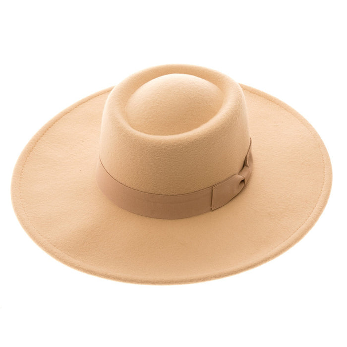 DNMC - Large Brim Vegan Felt Gambler Hat - Ivory