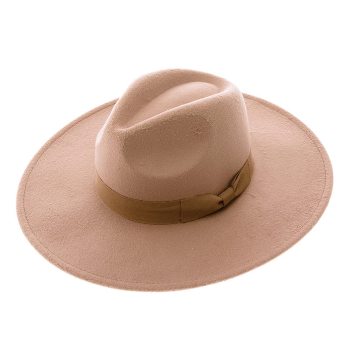 DNMC - Large Brim Vegan Felt Fedora - Light Taupe