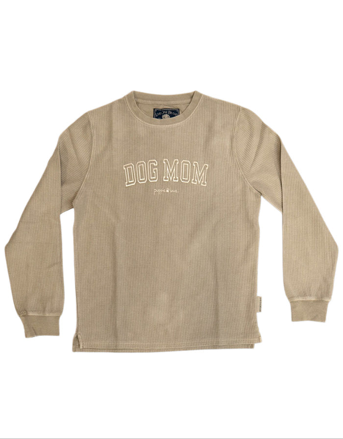DOG MOM CORDUROY CREWNECK, OATMEAL SUPER SALE PUPPIE LOVE