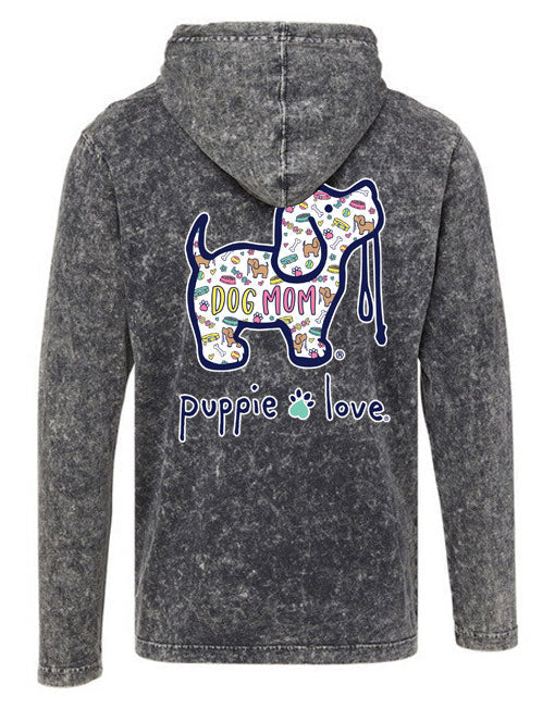DOG MOM PATTERN PUP, ADULT HOODIE TEE PUPPIE LOVE