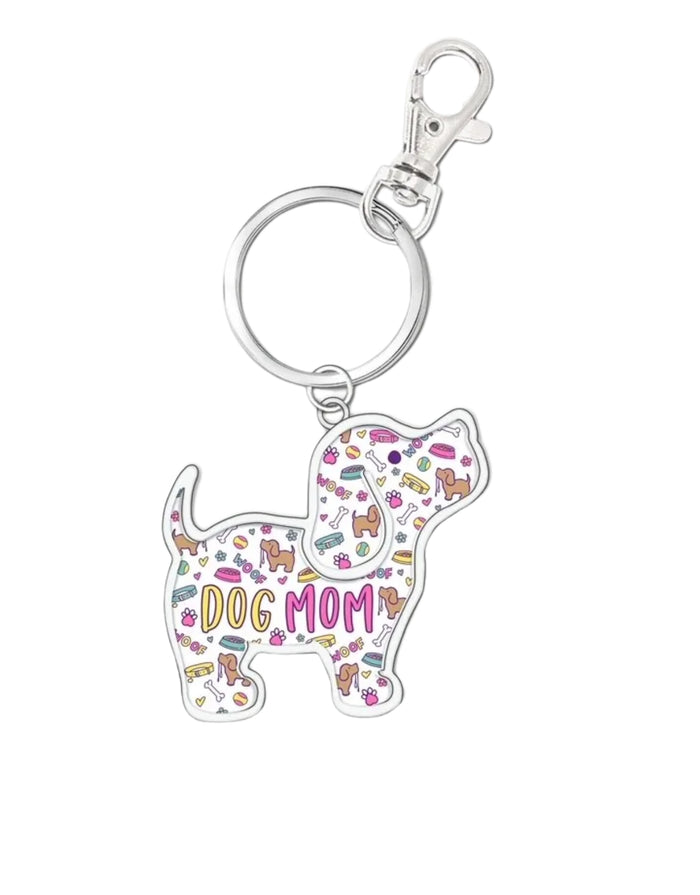 DOG MOM PATTERN PUP KEY RING PUPPIE LOVE