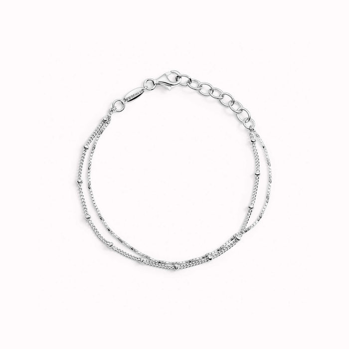 Silver chain bracelet with two chains and beaded details
