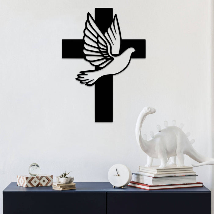 Dove Cross - Metal Wall Art - MetalPlex