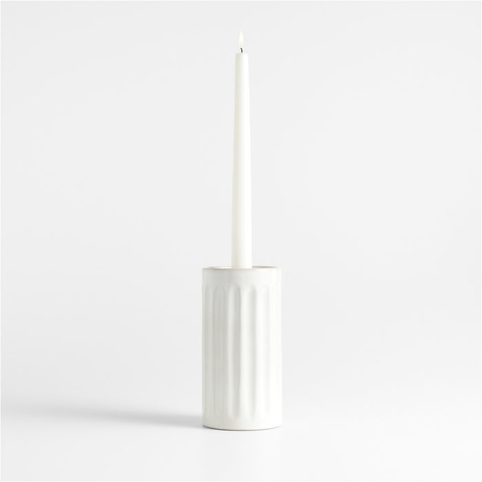 Dover White Ceramic Taper Candle Holder 7"