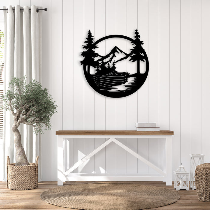 Drift Boat Mountain - Metal Wall Art - MetalPlex