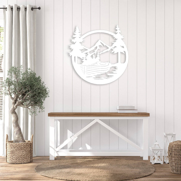 Drift Boat Mountain - Metal Wall Art - MetalPlex