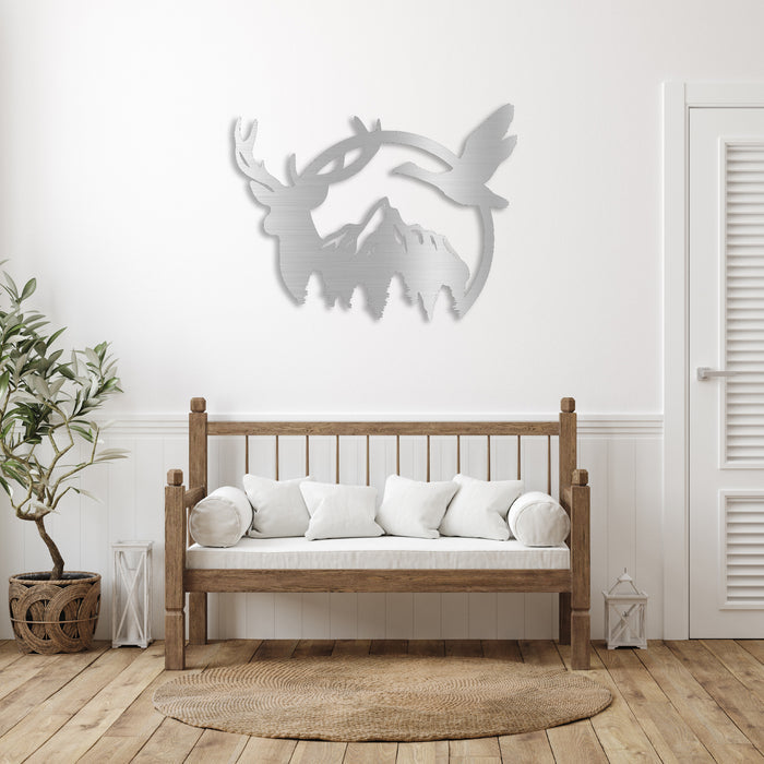 Duck & Deer Mountain - Metal Wall Art - MetalPlex