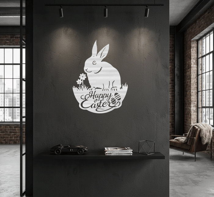 Easter Garden Bunny Metal Wall Art