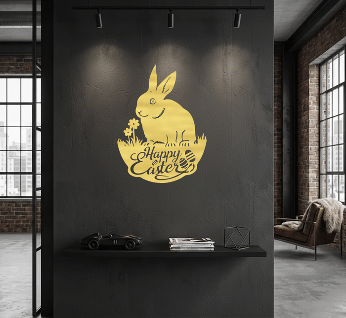 Easter Garden Bunny Metal Wall Art