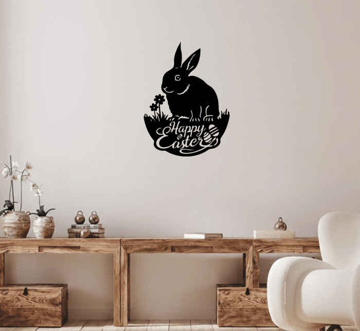 Easter Garden Bunny Metal Wall Art
