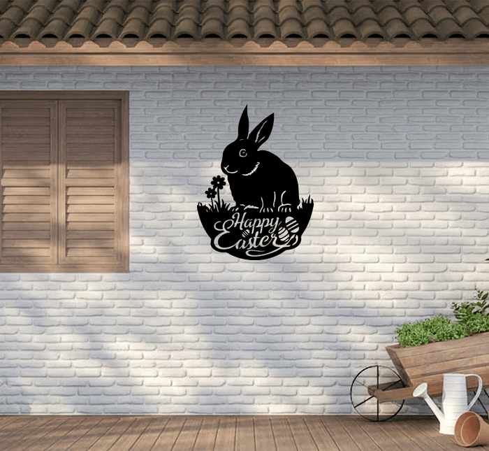 Easter Garden Bunny Metal Wall Art