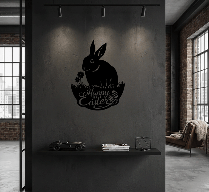 Easter Garden Bunny Metal Wall Art