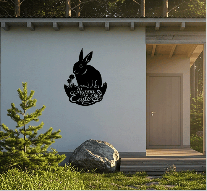Easter Garden Bunny Metal Wall Art