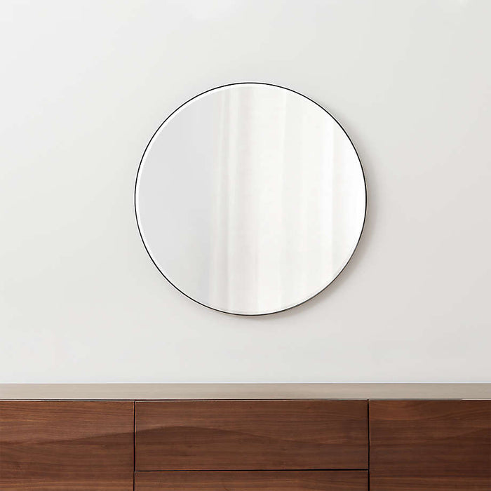 Edge Black Round 30" Wall Mirror