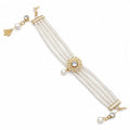 Elegant Multi-Layer Pearl Bracelet for Women – Gold-Tone Floral Statement Jewellery