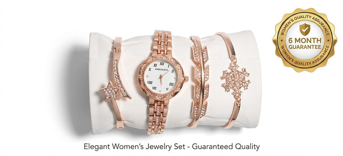Elegant Rose Gold Women’s Watch & Bracelet Gift Set