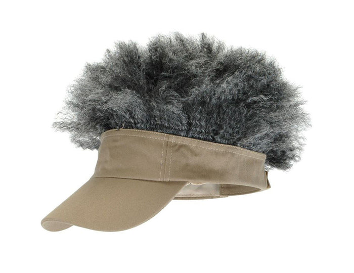 Elope - Afro Visor Hat Tan With Grey Hair