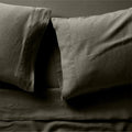 EUROPEAN FLAX -Certified Linen Burnt Green Full Bed Sheet Set