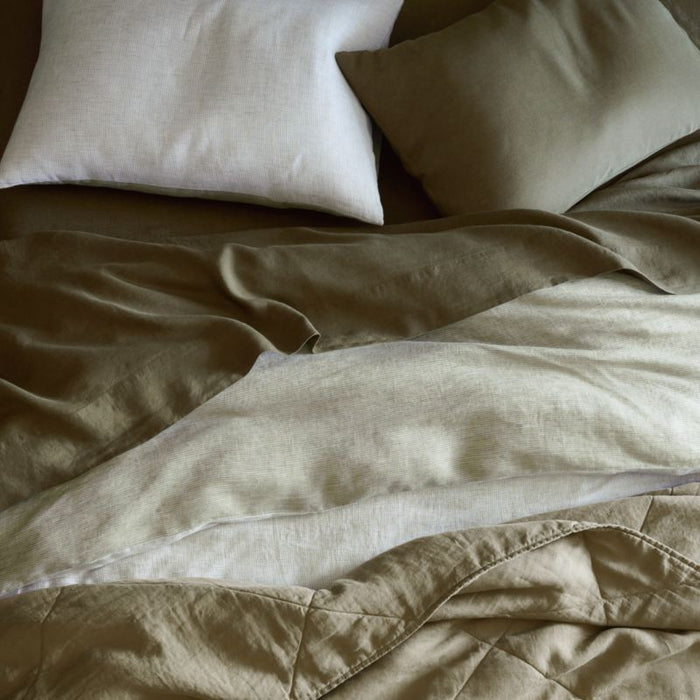 European Flax ®-Certified Linen Burnt Green Full/Queen Size Duvet Cover