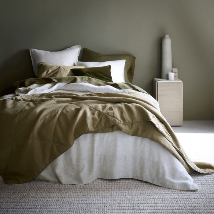 European Flax ®-Certified Linen Burnt Green King-Size Duvet Cover