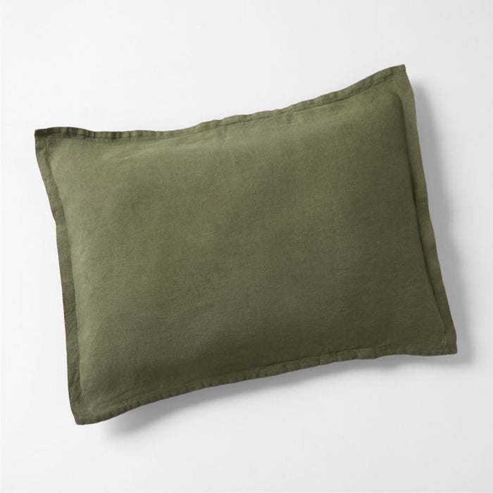 European Flax ®-Certified Linen Burnt Green King-Size Pillow Sham Cover