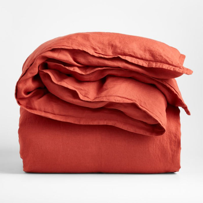 European Flax ®-Certified Linen Castilian Red Full/Queen Size Duvet Cover