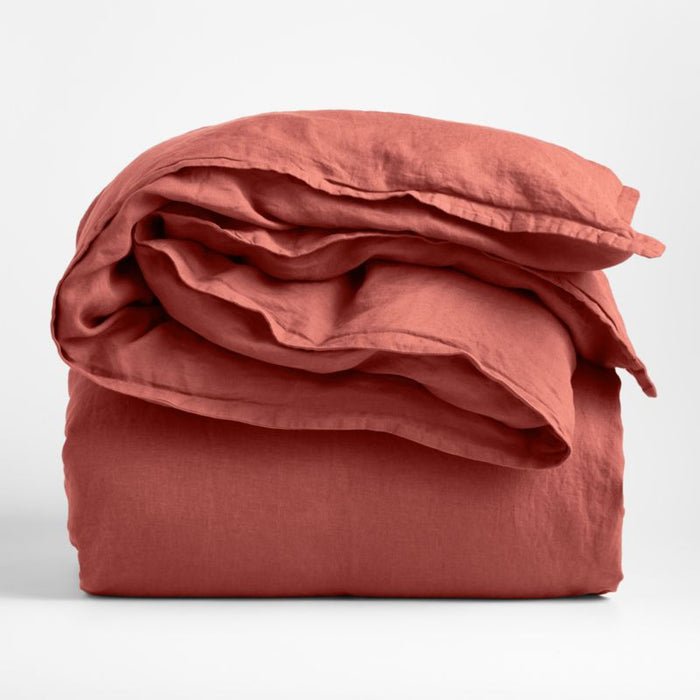 European Flax ®-Certified Linen Castilian Red King-Size Duvet Cover