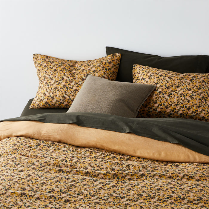 EUROPEAN FLAX -Certified Linen Ditsy Floral Yellow Full/Queen Duvet Cover