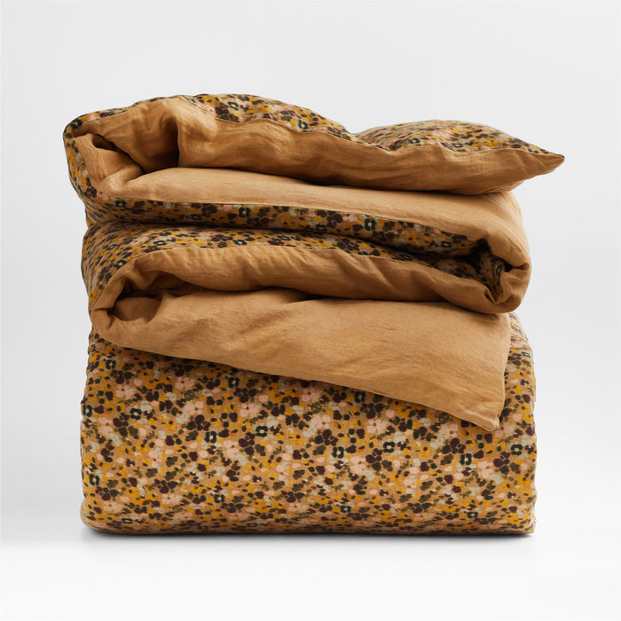 EUROPEAN FLAX -Certified Linen Ditsy Floral Yellow Full/Queen Duvet Cover