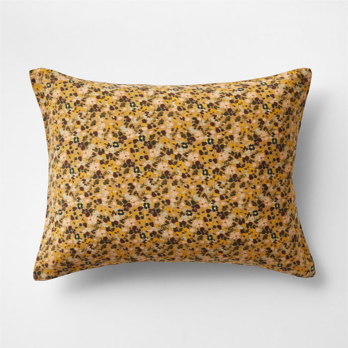 EUROPEAN FLAX -Certified Linen Ditsy Floral Yellow Standard Pillow Sham Cover