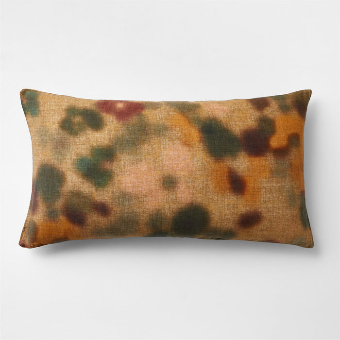 EUROPEAN FLAX -Certified Linen Oversized Floral Ocher Tan and Green King Pillow Sham Cover