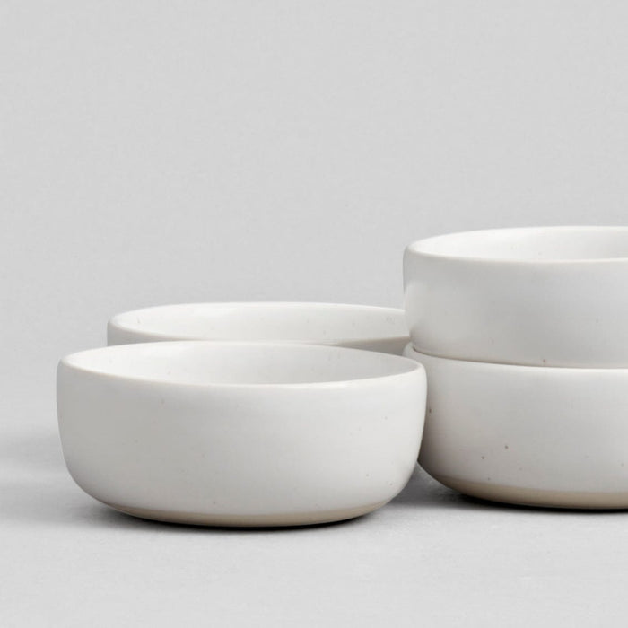 Everything bowls dinnerware by Fable Home, shown in a speckledwhite finish. – #speckledwhite