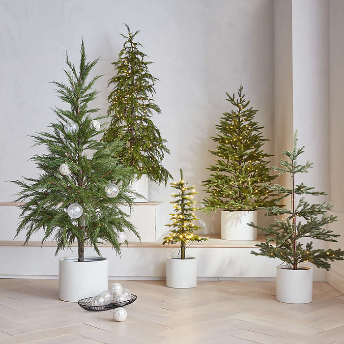Faux Pine Pre-Lit LED Christmas Tree with White Lights 4'