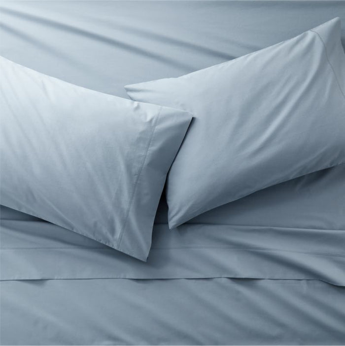 Favorite Organic Cotton Percale Blue Queen Bed Sheet Set