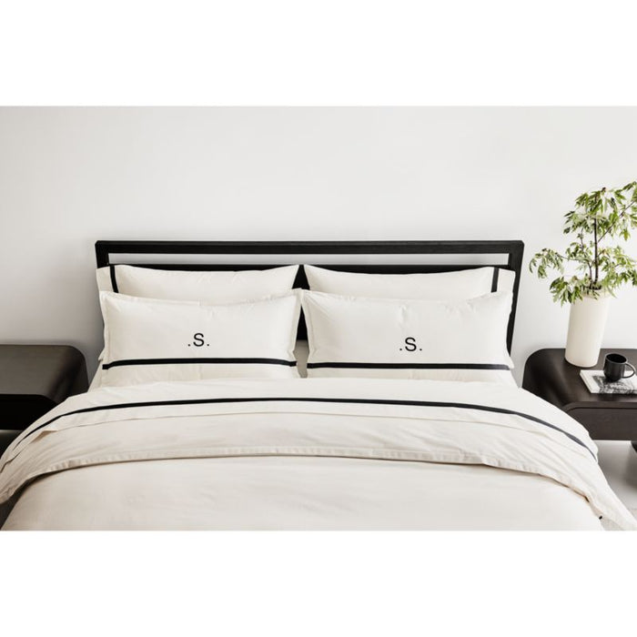 Favorite Organic Cotton Percale Tuxedo Stripe Ink Black Euro Bed Pillow Sham