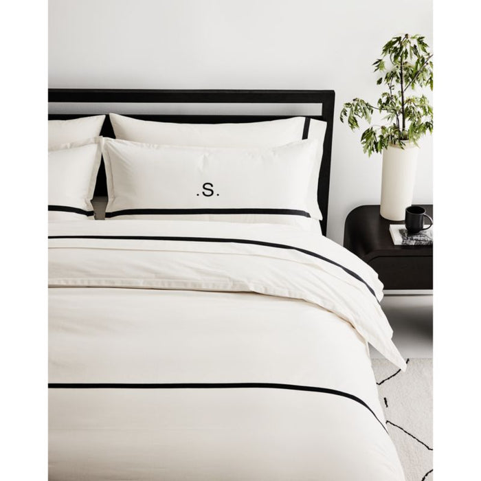 Favorite Organic Cotton Percale Tuxedo Stripe Ink Black Euro Bed Pillow Sham